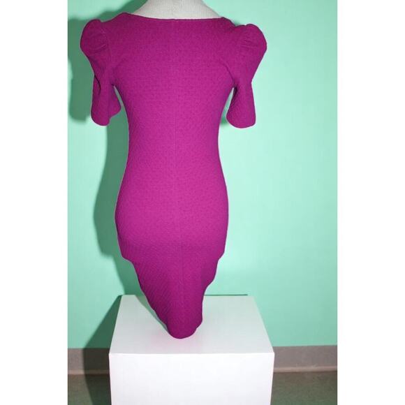 Betsey Johnson Magenta Mini Dress – Puff Sleeve Sweetheart Neck – Made in USA S - Picture 6 of 12